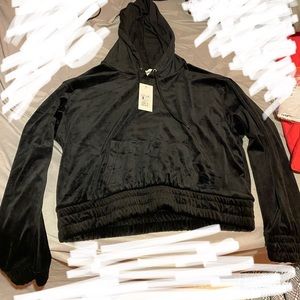 Velour crop hoodie